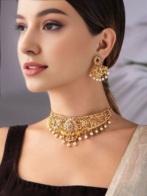 Naitrutya elegance Alloy Gold-plated Gold Jewellery Set(Pack of 1)