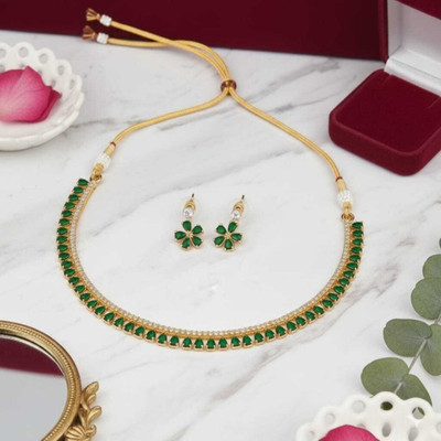 Elvyra Jewels Brass Green Jewellery Set(Pack of 1)