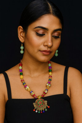 Laxmi Enterprises Alloy Gold-plated Multicolor Jewellery Set(Pack of 3)