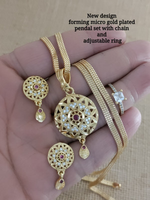 TKRB SALES Brass Gold-plated Gold Jewellery Set(Pack of 1)