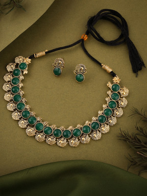 brado jewellery Brass Silver Gold, Green Jewellery Set(Pack of 1)
