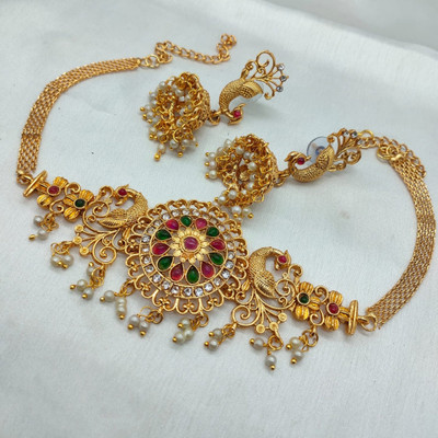 RAHUL TRADERS Alloy Gold-plated Green, Red Jewellery Set(Pack of 1)