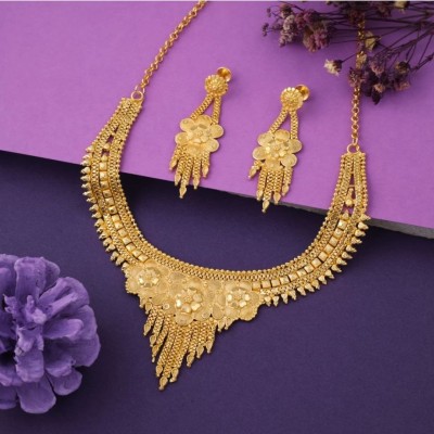 Siraaz Brass, Alloy Gold-plated Gold, Yellow Jewellery Set(Pack of 1)