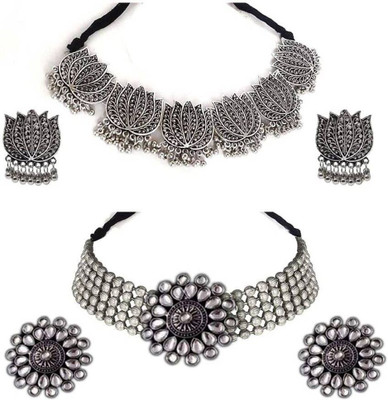 Lathar Alloy Silver Jewellery Set(Pack of 2)