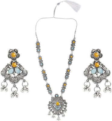 Anamya Collections Metal Yellow, Blue, Silver Jewellery Set(Pack of 1)