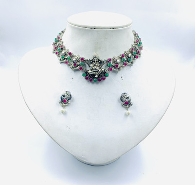 chetna art Alloy Silver Multicolor Jewellery Set(Pack of 1)