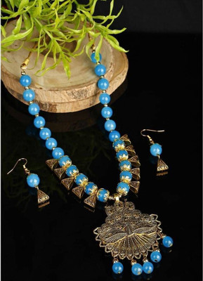 Lathar Alloy Blue Jewellery Set(Pack of 1)