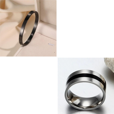 MAATRCHAAYA Stainless Steel Sterling Silver, Titanium Silver, Black Jewellery Set(Pack of 2)