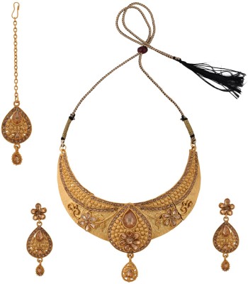 JEWELS GURU Brass Gold-plated Gold Jewellery Set(Pack of 4)