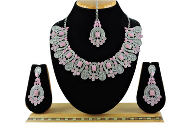 VATSALYA creation Alloy Pink Jewellery Set(Pack of 1)