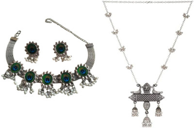 JMBW INTERNATIONAL Alloy Silver, Blue, Green, Silver Jewellery Set(Pack of 2)