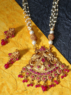 BHANA CREATIONS Alloy Gold-plated Red Jewellery Set(Pack of 1)