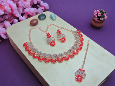 VATSALYA creation Alloy Gold-plated Red Jewellery Set(Pack of 1)