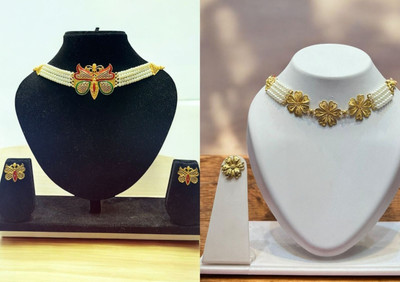 MODELFLUX Brass Gold, White Jewellery Set(Pack of 1)