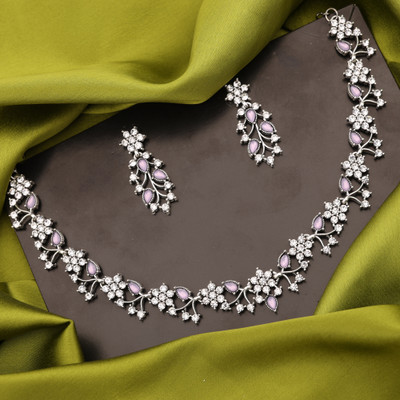 Parisal Brass Gold-plated Silver, Purple Jewellery Set(Pack of 1)