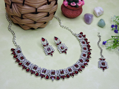 VATSALYA creation Alloy Gold-plated Maroon, Silver Jewellery Set(Pack of 1)