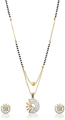 Anamya Alloy Gold-plated Black Jewellery Set(Pack of 1)