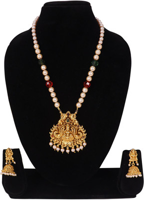 Swarajshop Alloy Gold-plated Maroon Jewellery Set(Pack of 3)