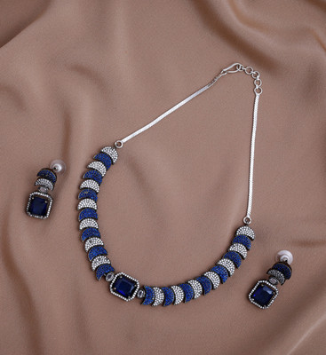 the zoki Brass Silver Red, Blue, Pink Jewellery Set(Pack of 1)