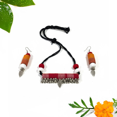 keyaanscraft Fabric Red, Black Jewellery Set(Pack of 1)