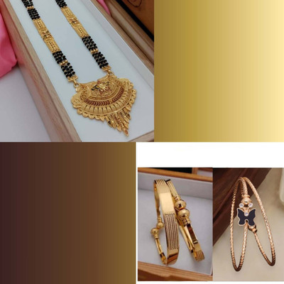 Parisal Brass Gold-plated Red, Yellow, White, Brown Jewellery Set(Pack of 3)