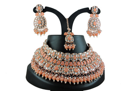 VATSALYA creation Alloy Gold-plated, Silver Beige Jewellery Set(Pack of 1)