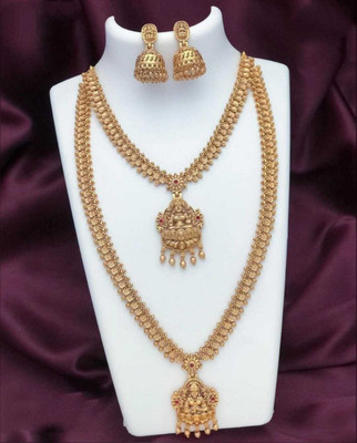 Joyful Brass Gold-plated Red Jewellery Set(Pack of 1)