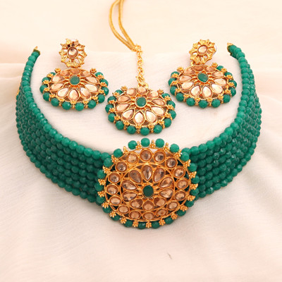 Mithila Arts Alloy Gold-plated Green Jewellery Set(Pack of 1)