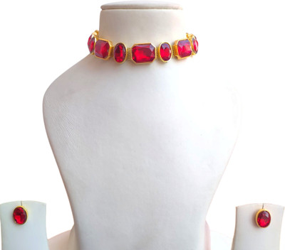 Buybox Metal Gold-plated Red Jewellery Set(Pack of 1)