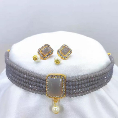 jatin imitation Metal Gold-plated Grey Jewellery Set(Pack of 3)