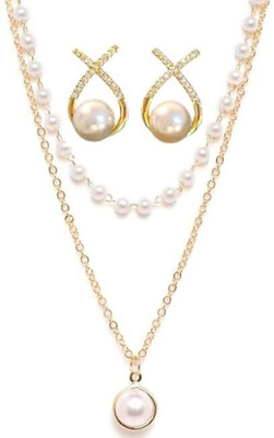 DZOIR Stainless Steel Gold-plated Gold Jewellery Set(Pack of 1)