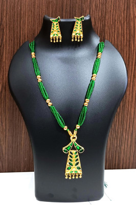 shree balaji gold Metal Gold-plated Green Jewellery Set(Pack of 1)