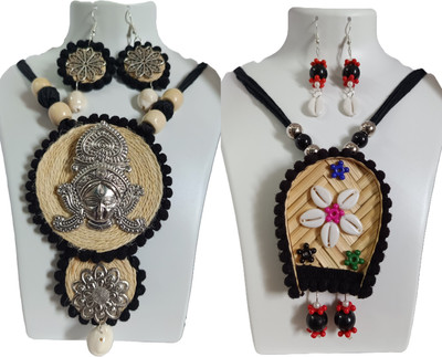 Loknath Handcraft Fabric Multicolor Jewellery Set(Pack of 2)