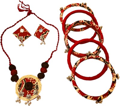 Soundarya boutique Fabric Maroon, Beige Jewellery Set(Pack of 1)