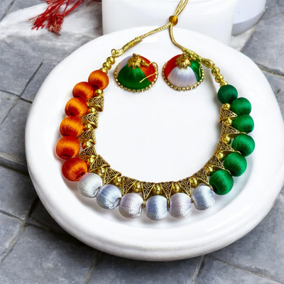 ARYA CREATIONS Alloy Orange, White, Green Jewellery Set(Pack of 2)