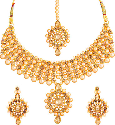 Shining Jewel Brass Gold-plated Beige Jewellery Set(Pack of 1)