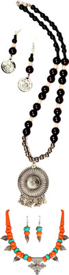 HOUSE OFF COMMON Oxidised Silver Black, Silver, Orange, Blue Jewellery Set(Pack of 2)