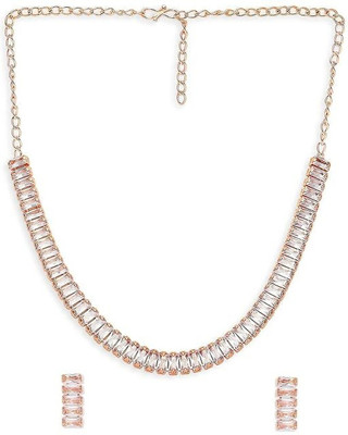 SRISA Copper Gold-plated White Jewellery Set(Pack of 1)