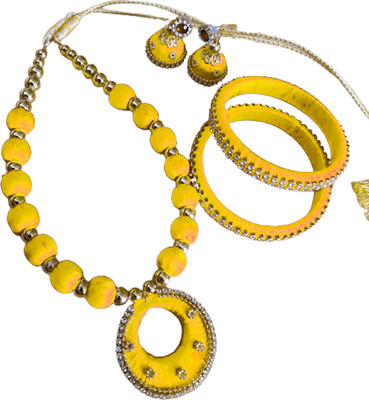 SCFPKPR Stone, Dori Yellow Jewellery Set(Pack of 1)