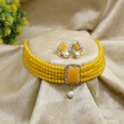 Chikku Alloy Gold-plated Yellow Jewellery Set(Pack of 1)