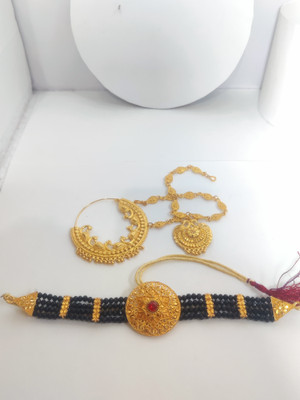 MOHINIMAA ENTERPRISES Crystal, Dori, Alloy Gold-plated Gold, Black Jewellery Set(Pack of 1)