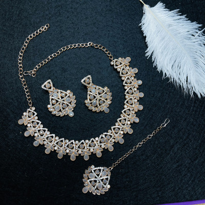 VATSALYA creation Alloy Gold-plated Grey Jewellery Set(Pack of 1)