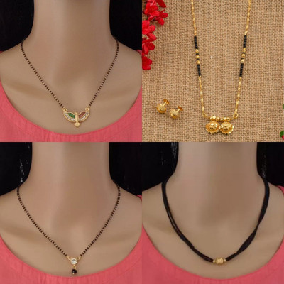 RAMDEV ART FASHION JEWELLERY Alloy Gold-plated Gold, Black Jewellery Set(Pack of 4)