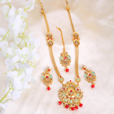SHIV SHAKTI JEWELLERS Alloy Gold-plated Red Jewellery Set(Pack of 3)