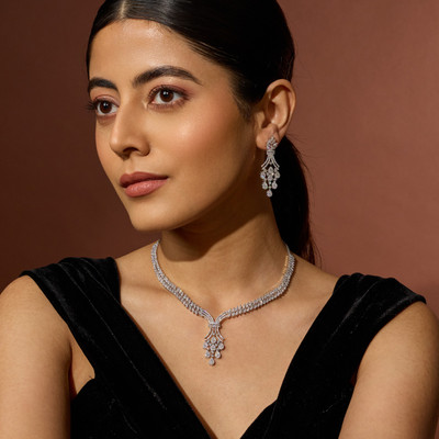 Kushal's Fashion Jewellery Copper Gold-plated White Jewellery Set(Pack of 3)