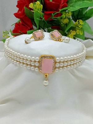 CHARBHUJA Alloy Gold-plated Pink Jewellery Set(Pack of 2)