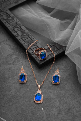 ASCEND Alloy Silver Blue Jewellery Set(Pack of 5)