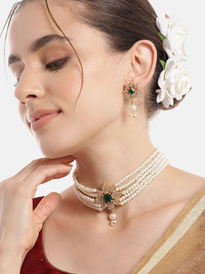 ANOUK Brass Gold-plated Green Jewellery Set(Pack of 1)