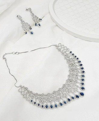 V.V. Sons Brass Brass Blue, Silver Jewellery Set(Pack of 1)
