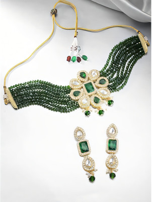 ZEER Creation Alloy Gold-plated Green Jewellery Set(Pack of 1)
